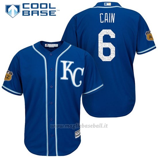 Maglia Baseball Uomo Kansas City Royals Lorenzo Cain 6 2017 Allenamento Primaverile Cool Base Giocatore